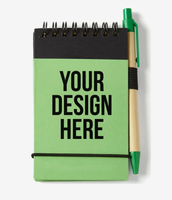 Carnet de notes écologique personnalisé avec stylos à bille, ensemble cadeau promotionnel, vente en gros
