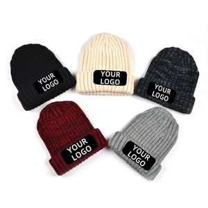 Chapeau d'hiver pour hommes et femmes, chapeau chaud tricoté en laine, mode d'hiver solide, bonnet Hip-hop unisexe - Product Image 1