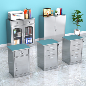 Armoire <span class=keywords><strong>de</strong></span> <span class=keywords><strong>rangement</strong></span> basse en acier inoxydable, petite armoire métallique verrouillable sous comptoir pour cuisine et <span class=keywords><strong>bureau</strong></span> - Product Image 2