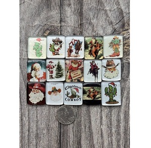 Gemas Sueltas de Cabujón Dobles con Inspiración del Suroeste para la Creación de Joyas, Artesanía, Abalorios con Temática Navideña - Product Image 2