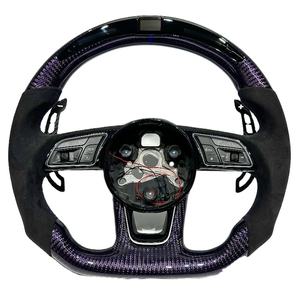 <span class=keywords><strong>Volante</strong></span> de Cuero de Fibra de Carbono Morado y Negro para Audi B8 S3 <span class=keywords><strong>S4</strong></span> S5 RS3 RS4 RS5 B8.5 8P 8V B9 C7 A6 A7 RS6 RS7 A8 S6 S7 - Product Image 1