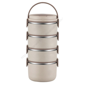 Boîte à lunch portable en acier inoxydable LXM92, multi-couches, ronde, facile à nettoyer, pour étudiants - Product Image 1
