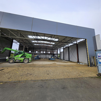 Hangar d'avion en structure métallique personnalisée, entrepôt préfabriqué en métal, conception de bâtiments métalliques pour un projet réel en Pologne