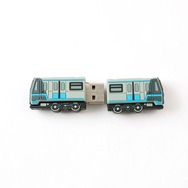 Wholesale PVC Soft Rubber 16GUSB Flash Drive Creative Bus Public Transport Design Business Gift for Promotional Use