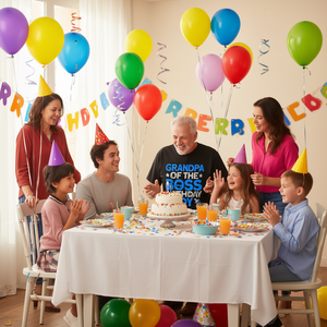 Camiseta Grandpa Of The Boss Birthday Boy, color negro, unisex para adultos - Product Image 3