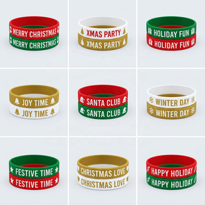 Bracelet en silicone imprimé thème Père Noël pour enfants, logo personnalisé, écologique, en gros, pour cadeau de fête des vacances scolaires de décembre - Product Image 1