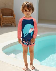 Pakaian Renang Lengan Panjang UPF50+ untuk Bayi Desain Fashion Baju Renang OEM ODM Set Pakaian Renang Anak Perempuan Laki-laki Baju Renang 2 Potong untuk Berenang 0-3 Tahun - Product Image 5