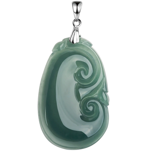 Auténtico colgante de jade natural azul agua RUYI, colgante de jade de grado hielo con cierre de plata S925, colgante con incrustaciones de jade. - Product Image 1
