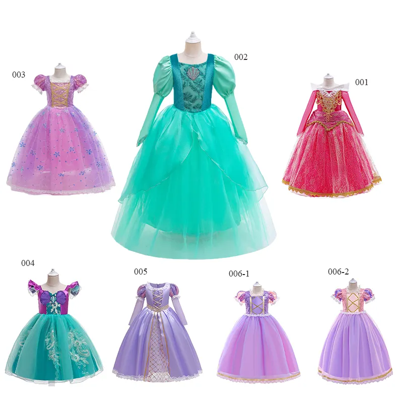 Nueva llegada 2024 Disfraces para niños Fancy Elsa Anna Snow Belle Princess Dress para niñas