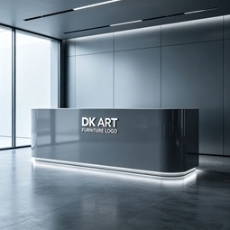 Modern Curved Fiberglass Reception Desk Luxury Front Desk Custom Color for Hotel Shopping Mall - Product Image 4
