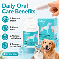 Lingettes dentaires pour chiens en coton doux à marque privée pour le nettoyage des dents, l'élimination de la plaque et du tartre et une haleine fraîche