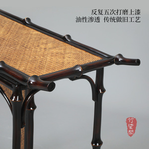 Bamboo Console Table Lacquered Chinese Style Handmade Entryway Table - Product Image 3