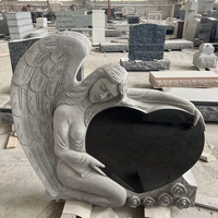 Pierre tombale de style européen faite à la main pour tombe, monument funéraire personnalisé en granit avec motif ange, pierres tombales et monuments en marbre