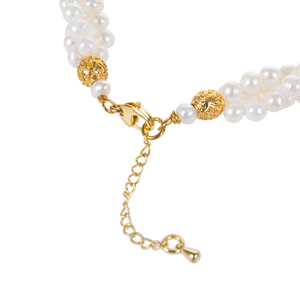 Collar de Perlas Cultivadas Blancas con Cadena Trenzada de 3 Filas de 18 Pulgadas, Perlas Cultivadas de 4.5-5 mm - Product Image 2