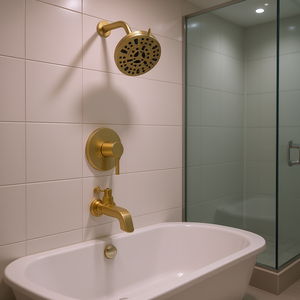 Juego de grifería para bañera Vevor, cabezal de ducha tipo lluvia de 5 pulgadas, grifo monomando de latón para montaje en pared, diseño moderno, caño para bañera - Product Image 2