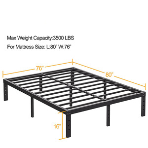 Большая рама для кровати, <span class=keywords><strong>16</strong></span> дюймов, высокая Тяжелая черная металлическая платформа, прочная стальная рама, легкая сборка - Product Image 3