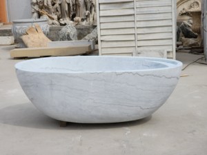 Stock <span class=keywords><strong>moins</strong></span> <span class=keywords><strong>cher</strong></span> prix d'usine baignoire autoportante en marbre blanc gris - Product Image 2
