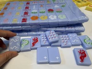 Fichas de Mahjong Americanas con Estampado de Vacaciones en la Playa, Color Morado Suave, Tema de Isla Tropical - Product Image 2