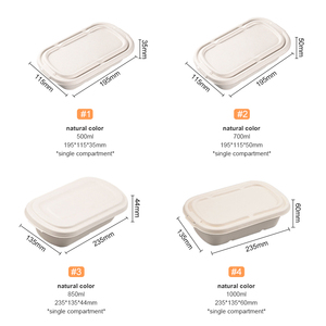 Caja de almuerzo de pulpa desechable Biodegradable ecológica, contenedor de comida de caña de azúcar para llevar - Product Image 3