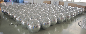 0,6 m 24 "Big Advertising Pvc Mittelgroße reflektierende Party Disco Silber aufblasbare Spiegel kugel für Party Event Dekor Spiegel kugel - Product Image 3