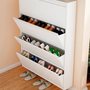 Meuble à chaussures en acier ultra-mince pour entrée, organisateur de rangement de chaussures avec 3 bacs basculants pour la maison, le salon, gain de place - Product Image 3