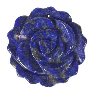 Pendentif en lapis-lazuli naturel sculpté en forme de fleur, perles pour la fabrication de bijoux, pierres précieuses pour la fabrication de bijoux - Product Image 3