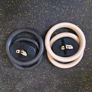 POWERMAN FITNESS Bagues en bois de bouleau/pin de qualité commerciale, lot de <span class=keywords><strong>deux</strong></span> avec suspension <span class=keywords><strong>à</strong></span> boucle - Product Image 3