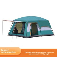 Tente de camping portable pliable renforcée en fer, double couche, quatre saisons, deux chambres, un salon, pour plusieurs personnes, 3000 mm