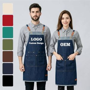 Tablier long sans manches en toile, léger, durable, lavable, personnalisé avec logo imprimé, idéal pour le nettoyage et la vente en gros - Product Image 1