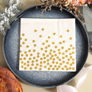 White Paper Napkins With Gold Foil Polka Dots 330mm Disposable For Birthday Parties And Celebrations - Product Image 1