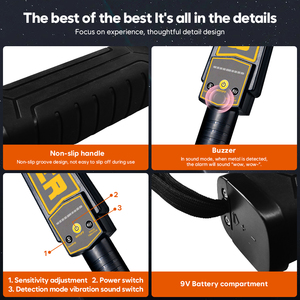 Détecteur de métaux portable, alarme par vibration, détection d'armes, de couteaux, de vis, piles AA - Product Image 2