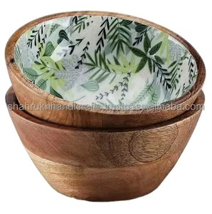 Best Selling Natural Wood Resin Horn Bowl For Home Decor And Kitchen Serving Purpose Available At Best Price - Product Image 4