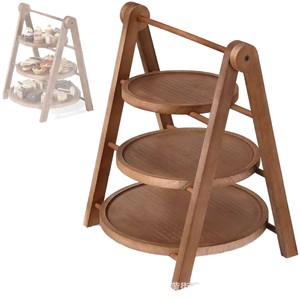 Wooden <b>Cake</b> <b>Stand</b> <b>3</b> <b>Tier</b> Round Reusable Wedding Party Dessert Display Rack - Product Image 5
