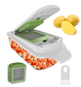 Hachoir à légumes manuel compatible lave-vaisselle - Lame en acier inoxydable, hachoir à légumes multifonction avec récipient - Product Image 6