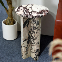 Table d'appoint ronde en marbre Calacatta Viola, mobilier de luxe pour la maison, table basse en pierre naturelle à piétement croisé pour villa et hôtel, OEM