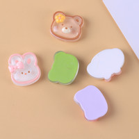 Accessoires en résine transparents en gros, motifs animaux mignons (ours, grenouille, dessins animés), pour la création de bijoux et accessoires capillaires pour enfants, à dos plat