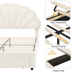 <span class=keywords><strong>Lit</strong></span> King Size et <span class=keywords><strong>Lit</strong></span> Enfant <span class=keywords><strong>de</strong></span> Style Mid-Century Moderne avec Rangement et Tête <span class=keywords><strong>de</strong></span> <span class=keywords><strong>Lit</strong></span> Lumineuse - Product Image 2