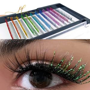 11 paires de cils artificiels en soie synthétique, extensions de cils, cils scintillants, cils de couleur, cils en soie synthétique, plateaux colorés, marque blanche - Product Image 2