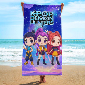 Toallas Estampadas con Dibujos Animados K-Pop, Toalla de Baño Grande de Secado Rápido, Toalla de Playa Resistente a la Arena, Diseño Demon Hunters - Product Image 2