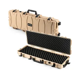 GLARY brown light stackable tactical gun case IP67 waterproof case for guns with wheels and foams hard plastic gun case box