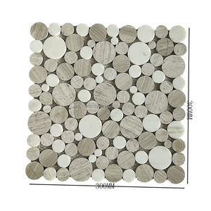 Mosaïque ronde en pierre naturelle, mosaïque en marbre blanc et gris pour la décoration des murs et sols de la salle de bain et de la <span class=keywords><strong>cuisine</strong></span>, design moderne - Product Image 6