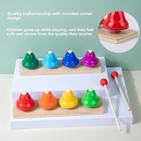 Pretend Play Early Educational Wooden Colorful Music Instrument Toys 8 Notes Music Bells Percussion for 2 4 Years Kids