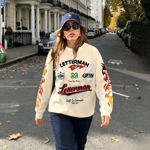 Sweat-shirt à manches longues en tricot gaufré personnalisé en gros pour usine, avec motif imprimé de marque personnalisé, en tissu doux et respirant, idéal pour la mode urbaine - Product Image 6