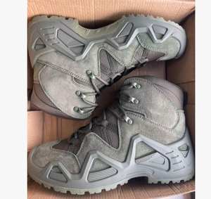 DF LW TSB07 Sage Green Cow Leather Heavy Duty Khaki Color Muti Terrains AK <b>Hiking</b> <b>Boots</b> Low Middle High Tactical <b>Boots</b> - Product Image 5