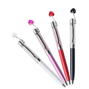 Hot Sales Crystal Pen and Metal Jewel Ball Pens With Love Pendant