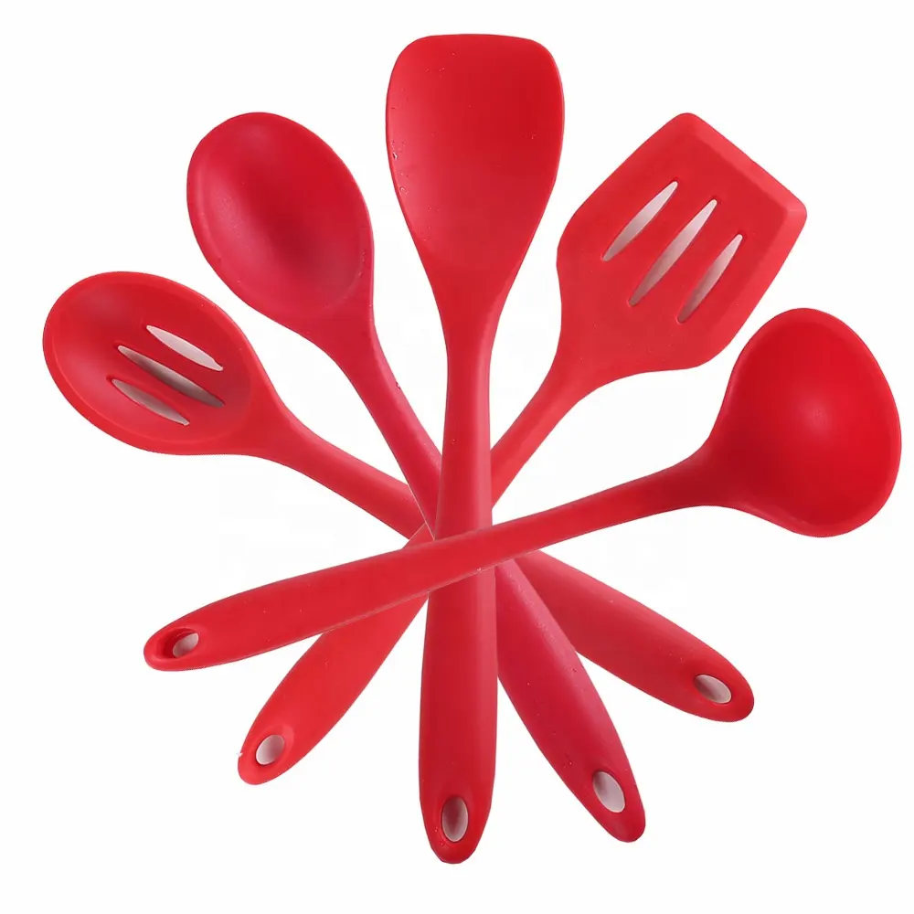 Venda quente Higiênico One Piece Design Espátulas, Servindo e Misturando Colheres Basics Silicone Utensílio De Cozinha Set