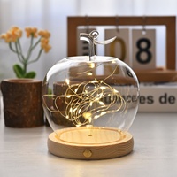 Lampe de nuit transparente en verre borosilicate de haute qualité, motif géométrique, anti-poussière, petite, pour la Saint-Valentin, avec couvercle en forme de fleur éternelle Apple