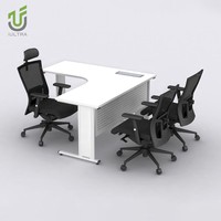 Bureau de direction en forme de L moderne en placage de haute qualité IULTRA Table de bureau PDG durable à assemblage facile avec système de haut-parleurs