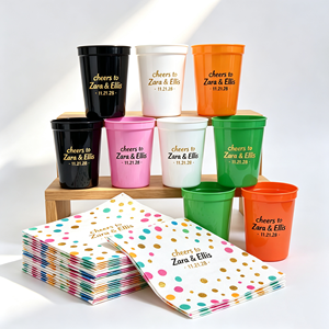 Gobelet de stade 20oz à changement de couleur, personnalisé en plastique, pour eau, café, avec serviette, Koozies, empilable, pour Noël, cocktail, toast - Product Image 1