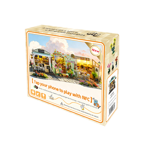 Nouveau produit M2506Z Coffee <span class=keywords><strong>Rure</strong></span>, puzzle en bois 3D, kits de maisons miniatures DIY, maisons de poupées pour filles avec housse anti-poussière - Product Image 5